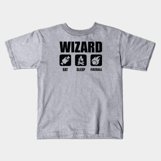 WIZARD Eat Sleep Fireball Kids T-Shirt by OfficialTeeDreams